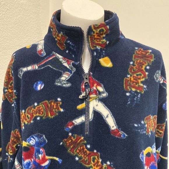 Northern Getaway Retro 90s Navy Total Sports Nut Graphic 1/4 Zip Fleece Large - Picture 3 of 9
